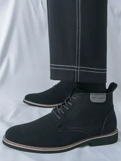 Bottes habillées pour hommes bottines à lacets en cuir suédé