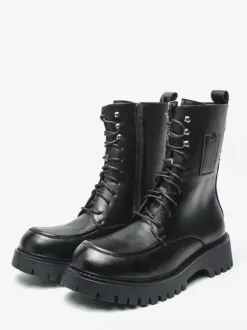 Bottes habillées pour hommes bout arrondi semelle épaisse lacets bottes courtes formelles