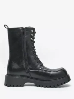 Bottes habillées pour hommes bout arrondi semelle épaisse lacets bottes courtes formelles
