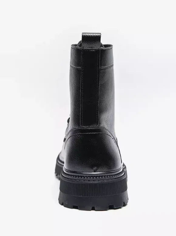 Bottes habillées pour hommes bout rond semelle épaisse lacets chaussures habillées