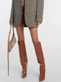 Bottes hautes à motif pierre pour femmes bottes à talons hauts et bout pointu