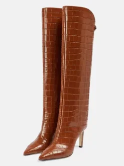 Bottes hautes à motif pierre pour femmes bottes à talons hauts et bout pointu