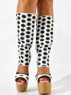 Bottes hautes à plateforme pour femmes bout ouvert talons hauts