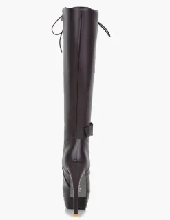 Bottes hautes à plateforme pour femme à lacets à bout rond et talon aiguille Bottes d'hiver