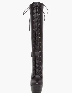 Bottes hautes à plateforme pour femme à lacets à bout rond et talon aiguille Bottes d'hiver