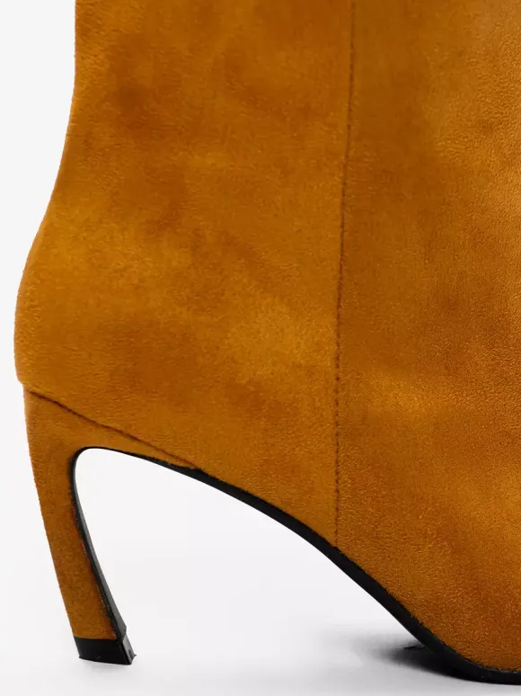 Bottes hautes en daim pour femmes bottes à talons hauts et bout pointu