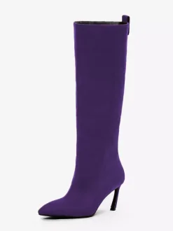 Bottes hautes en daim pour femmes bottes à talons hauts et bout pointu