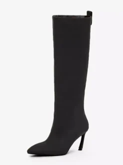 Bottes hautes en daim pour femmes bottes à talons hauts et bout pointu