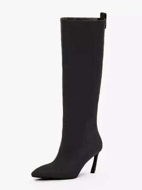 Bottes hautes en daim pour femmes bottes à talons hauts et bout pointu