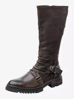 Bottes Hautes Hommes En Cuir En Boucle Bottes De Chevalier Classique Marron Café