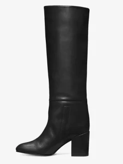 Bottes hautes noires à bout pointu talon bloc chaussures