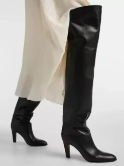 Bottes hautes noires pour femmes bottes à talons hauts bout pointu