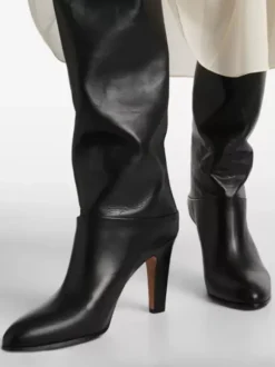 Bottes hautes noires pour femmes bottes à talons hauts bout pointu