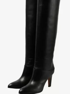 Bottes hautes noires pour femmes bottes à talons hauts bout pointu