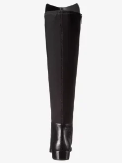 Bottes hautes plates noires à bout rond zip chaussures femmes