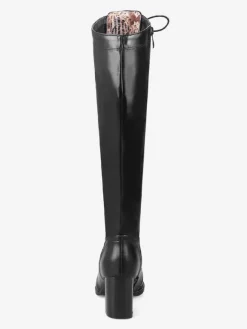 Bottes hautes pour femmes de couleur unie à lacets  bottes à talons épais et bout pointu