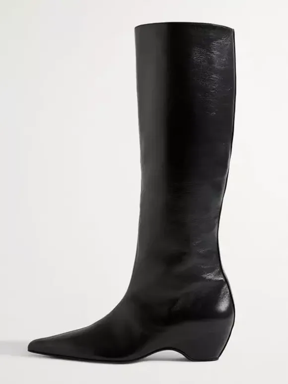 Bottes hautes pour femmes bottes à talons compensés et bout pointu