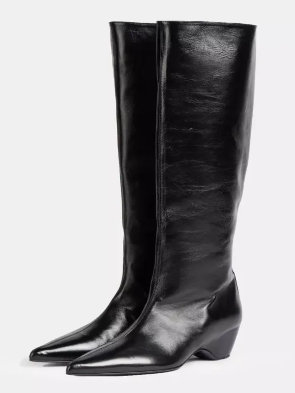 Bottes hautes pour femmes bottes à talons compensés et bout pointu