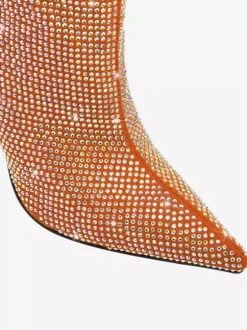 Bottes hautes pour femmes avec strass et talons hauts pour fêtes