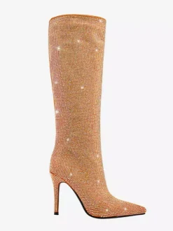 Bottes hautes pour femmes avec strass et talons hauts pour fêtes