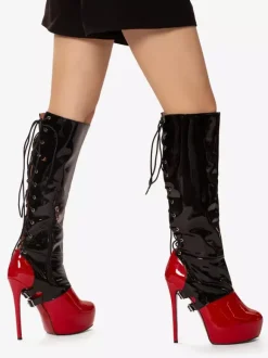 Bottes hautes sexy pour femmes bottes à talons hauts à lacets avec boucle et plateforme