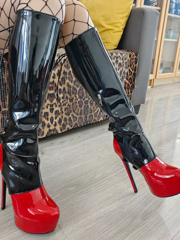 Bottes hautes sexy pour femmes bottes à talons hauts à lacets avec boucle et plateforme