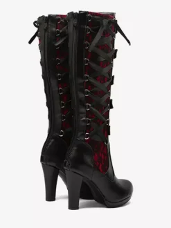 Bottes hauteur genou en cuir PU à talons épais pour femmes