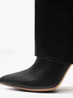 Bottes hauteur genou repliées à bout pointu noires
