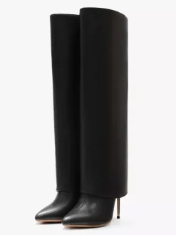 Bottes hauteur genou repliées à bout pointu noires