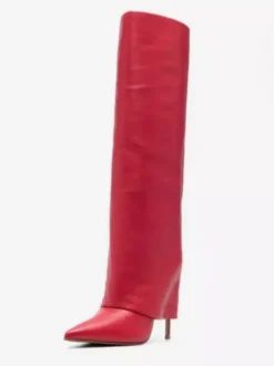 Bottes hauteur genou repliées à bout pointu noires