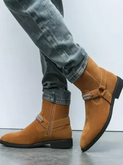 Bottes Homme Chukka Boots Cuir Daim Bout Rond