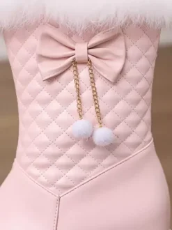 Bottes Lolita douces en cuir PU à bout rond Chaussures Lolita roses