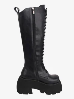 Bottes Lolita Gothiques Cuir PU PU Bout Rond Chaussures Lolita Noires