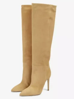 Bottes Mi-mollet Femme à Talons Hauts avec Bout Pointu en Cuir Synthétique Unicolore