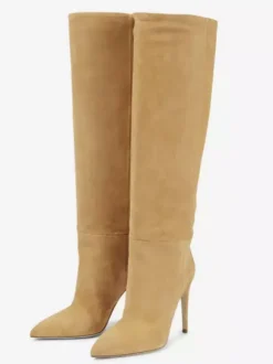 Bottes Mi-mollet Femme à Talons Hauts avec Bout Pointu en Cuir Synthétique Unicolore