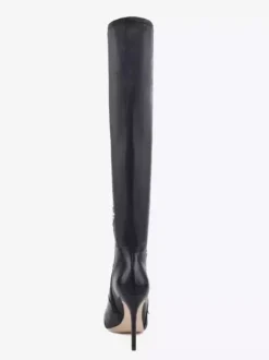 Bottes noires au-dessus du genou bout pointu fermeture éclair talon haut cuissardes