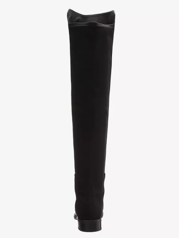 Bottes plates noires pour femmes bout rond patchwork cuissardes