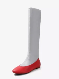 Bottes plates pour femmes bout rond style souple mi-mollet