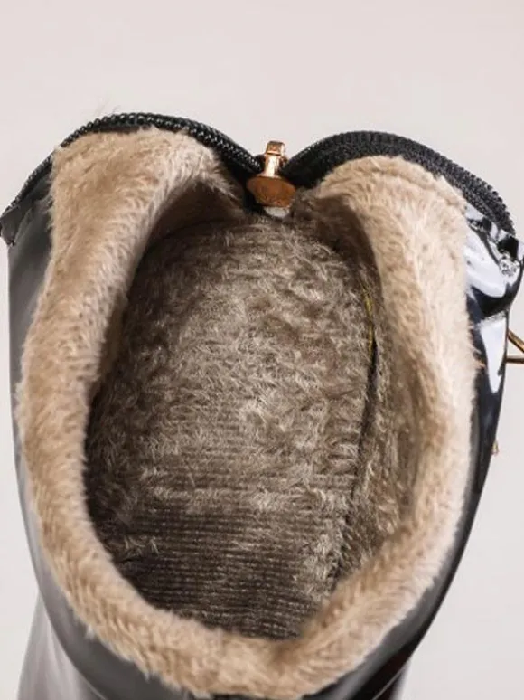 Bottes pour femmes Oragnge en cuir noir bout pointu bottines à talons épais