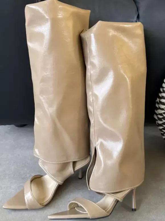Bottes sandales à talons hauts bout ouvert talon aiguille bottes hautes