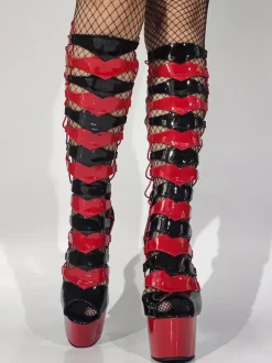 Bottes sexy à talons hauts unisexes plateforme bout ouvert lacets sandales
