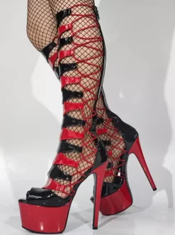 Bottes sexy à talons hauts unisexes plateforme bout ouvert lacets sandales