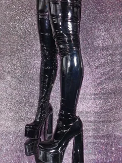 Bottes sexy au-dessus du genou à plateforme et à talons hauts