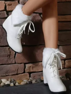 Bottes Sweet Lolita en cuir PU à bout rond roses
