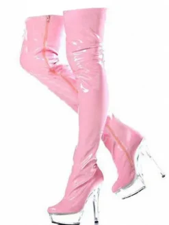 Bottes au Dessus de Genou Femmes 2026 Rose Plateforme Zip Talon Haut Cuissardes Chaussures Sexy