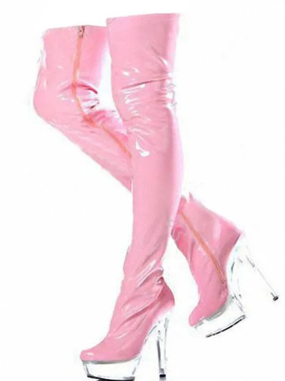 Bottes au Dessus de Genou Femmes 2026 Rose Plateforme Zip Talon Haut Cuissardes Chaussures Sexy