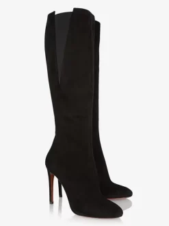 Bottes au genou pour femmes bottes hautes noires à talons aiguilles chics