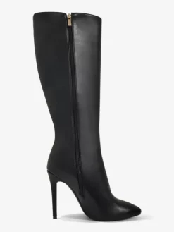 Bottes au genou pour femmes en cuir PU détails en métal cuissardes au genou talon aiguille
