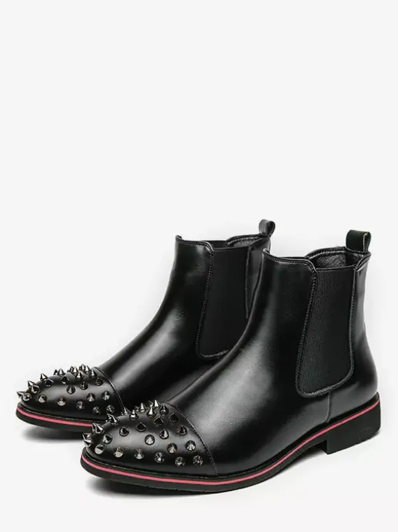 Bottes Chelsea pour hommes bout rond riveté antidérapantes imperméables à enfiler bottes courtes portables