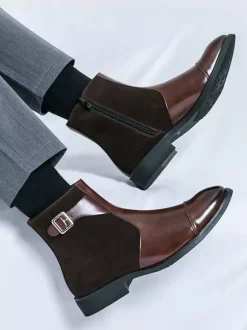 Bottes Chelsea pour hommes en cuir PU noir
